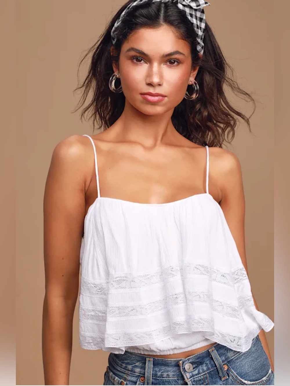 Free People Home Again White Lace Cropped Top